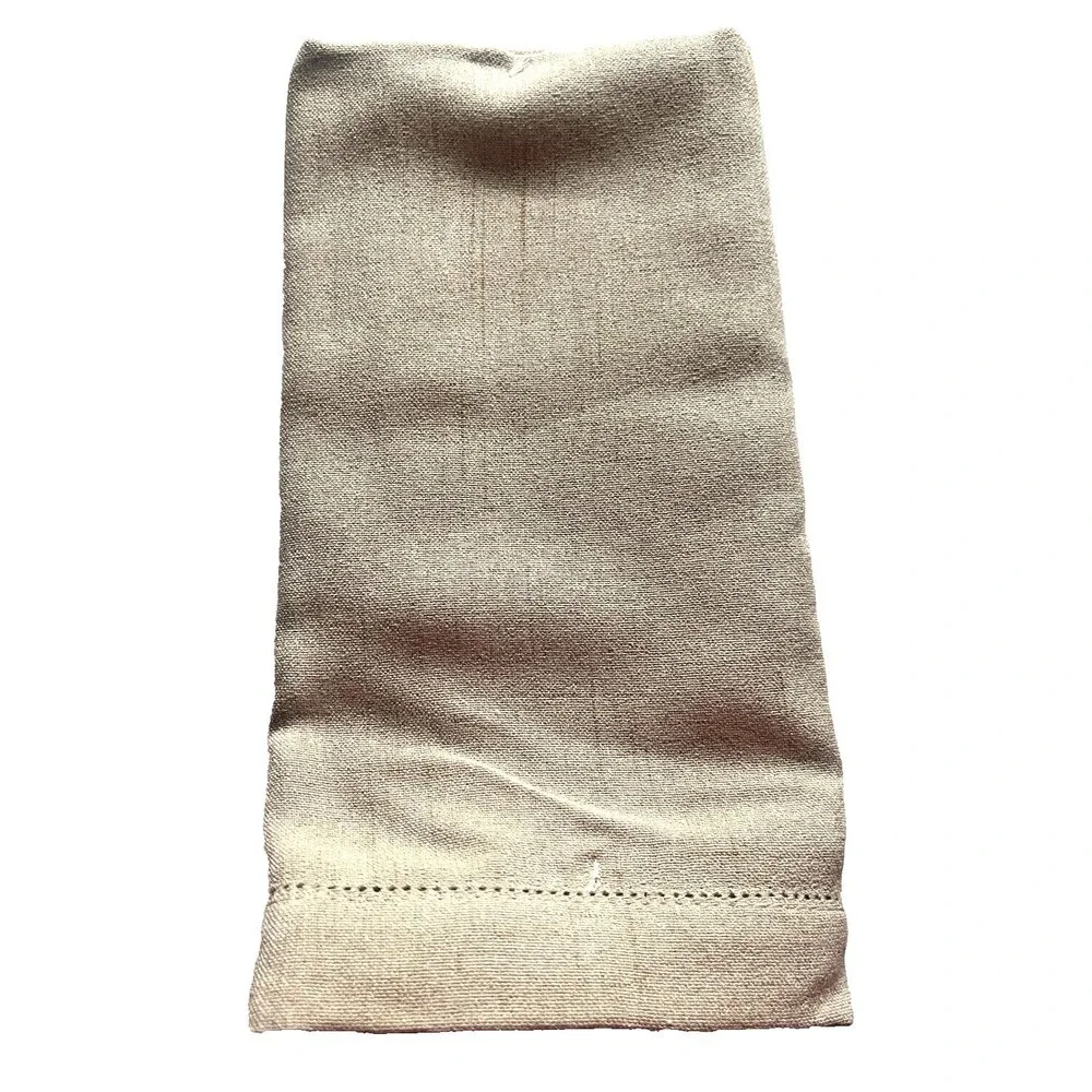 JCP JC Penney Set of 6 Hemstitch Fabric Napkins Light Beige 19x19 Easy Care